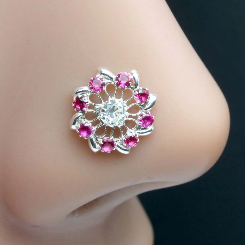 Berry Cluster Luxury Silver Nose Piercing