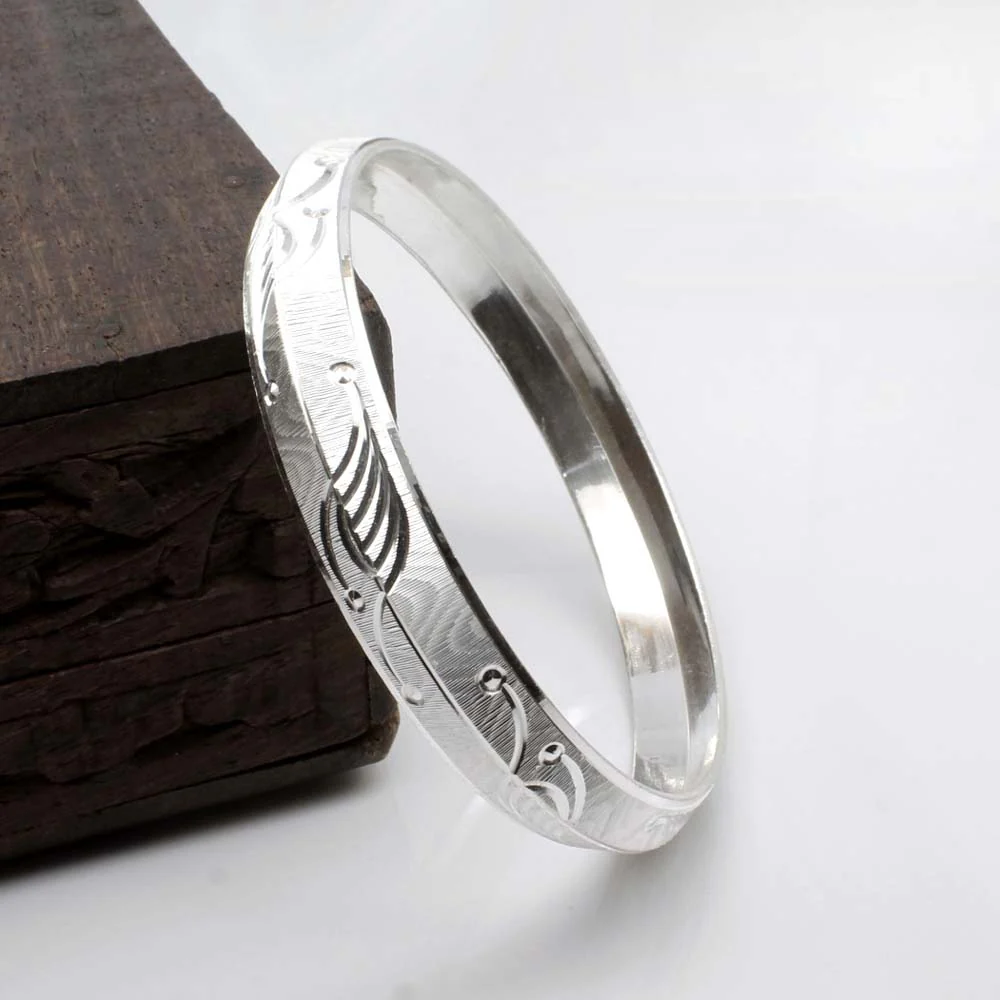 Real Solid Sterling Silver Men's Bangle Bracelet