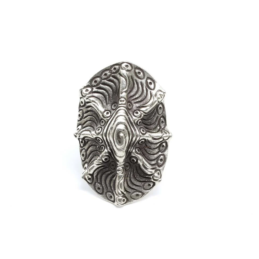Real Sterling Silver adjustable Tribal Star Textured Ring - Image 3
