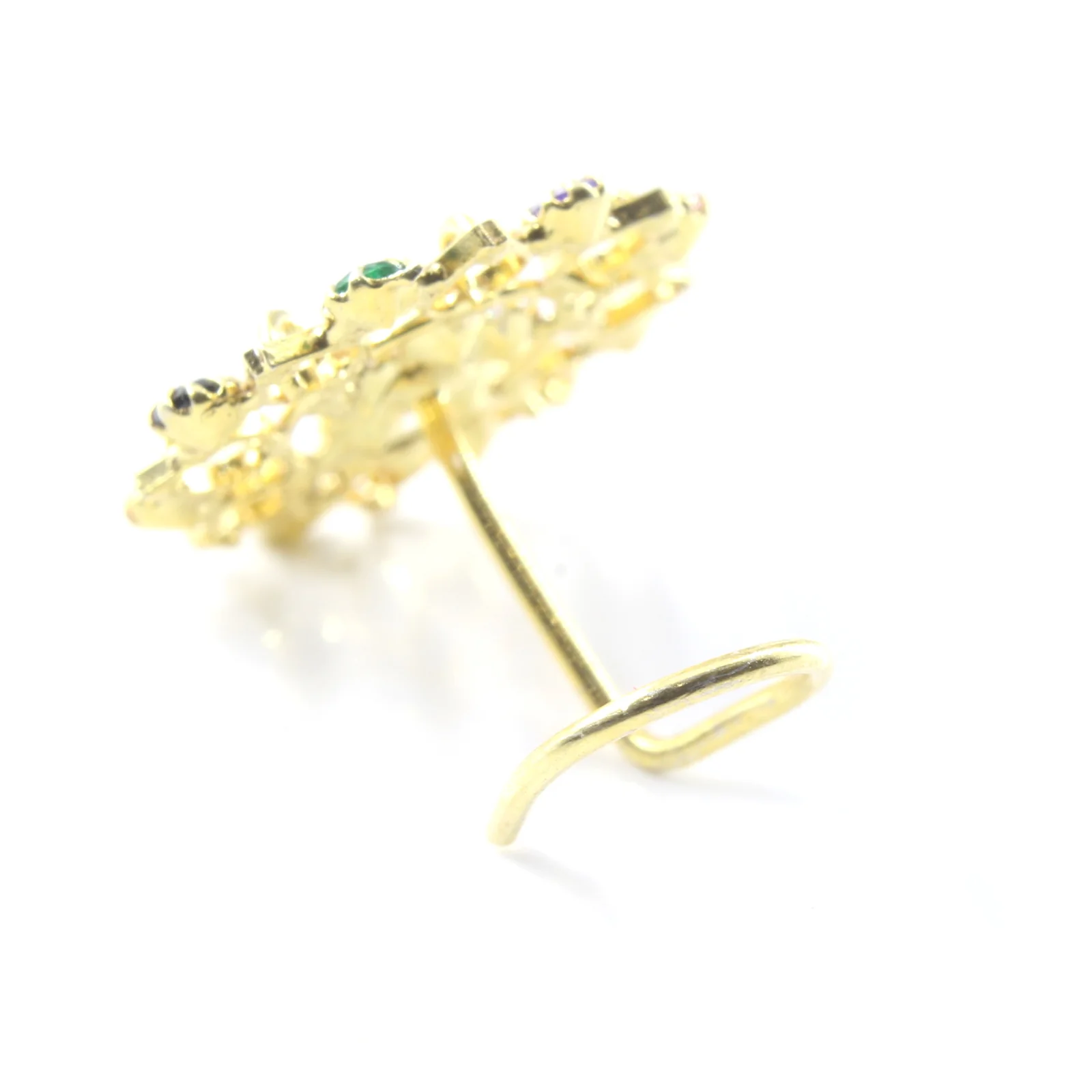 Gold Finish Silver Crafted Chakra Nose Stud - Image 4