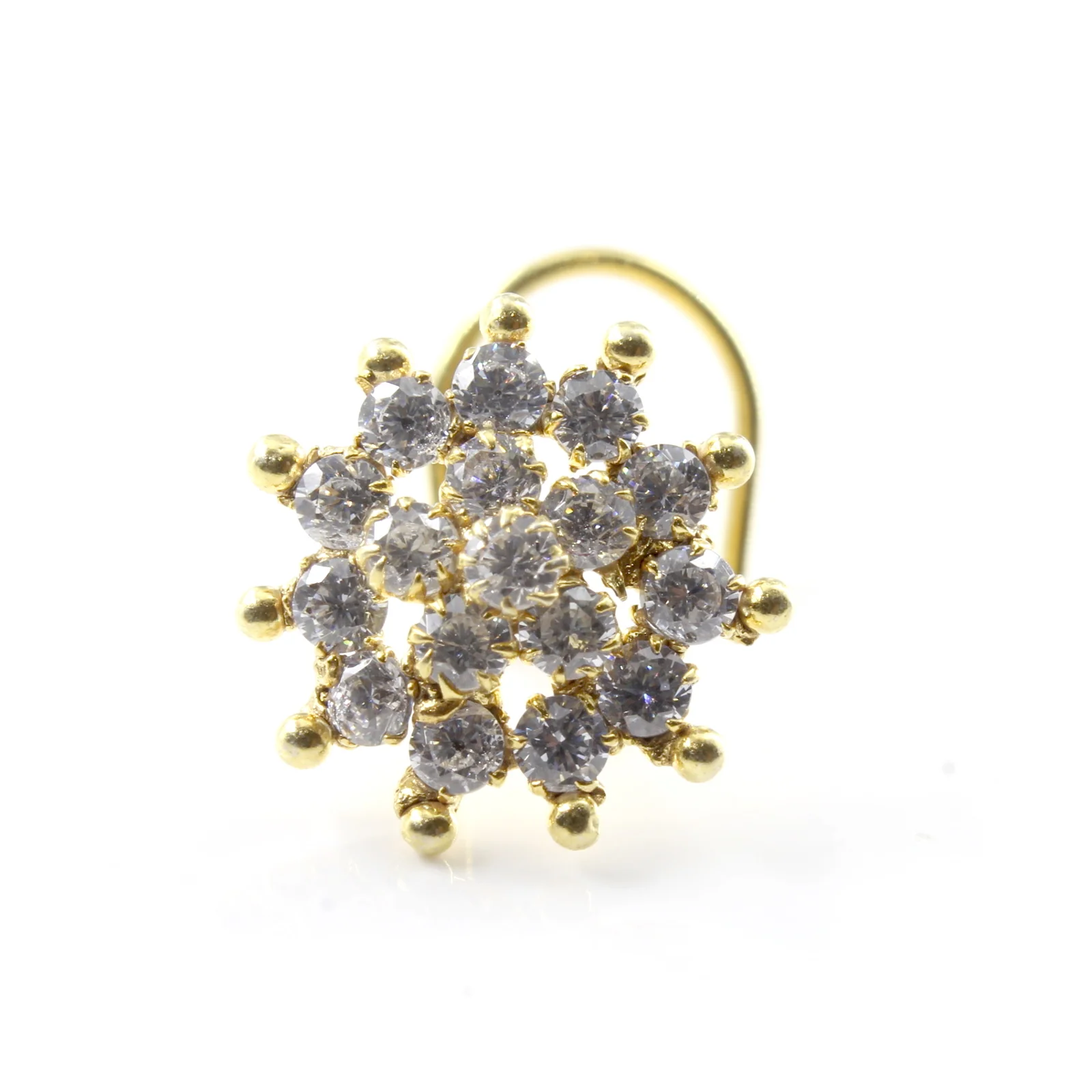 Wheel Pattern Gold Finish Silver Nose Stud - Image 2