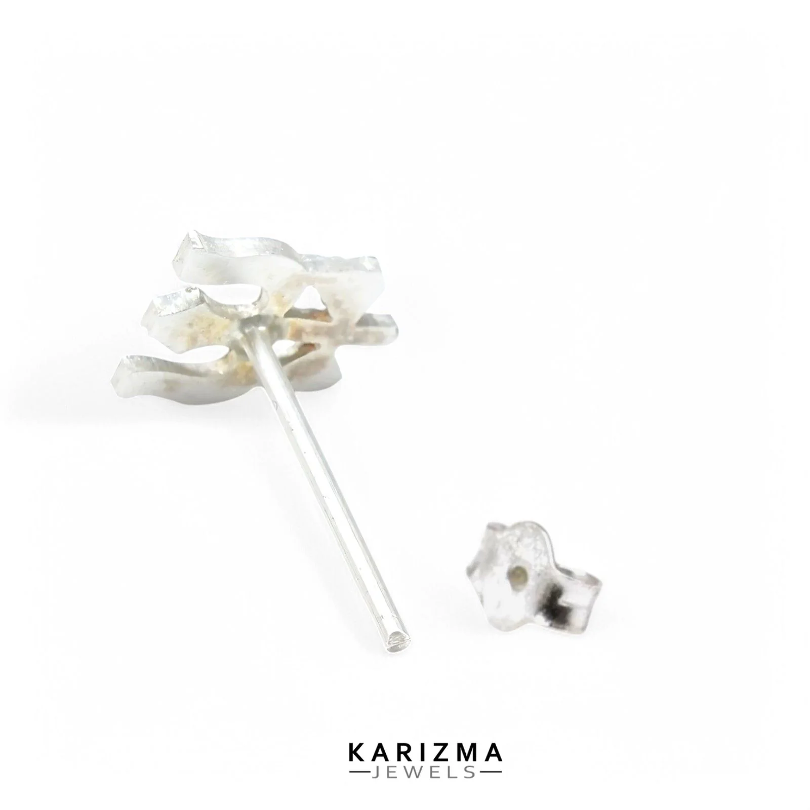 Real Sterling Silver handmade Trishul Single Stud Earring For Men - Image 5