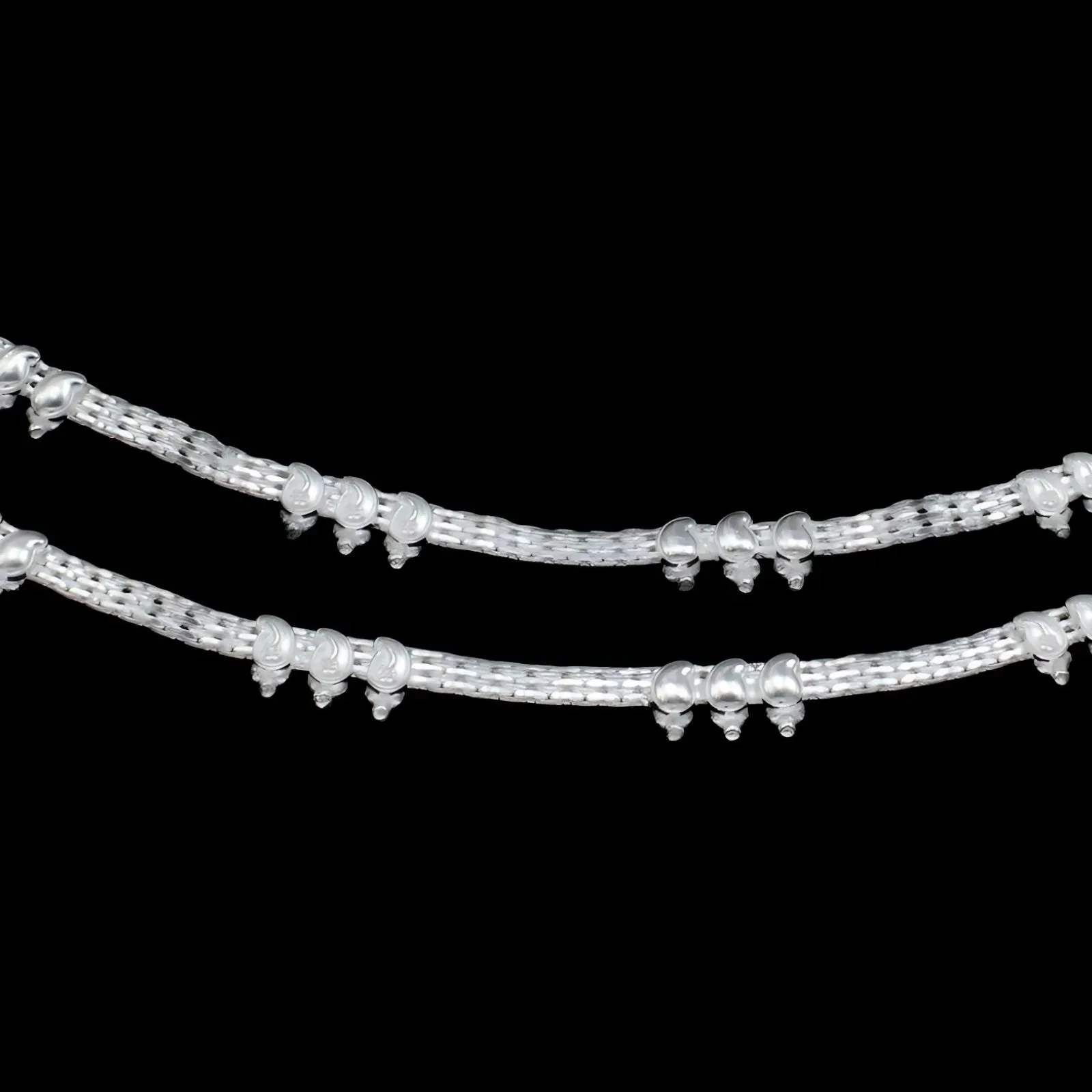 Real Sterling Silver Indian Anklet Ankle Bracelet 10.3" - Image 4
