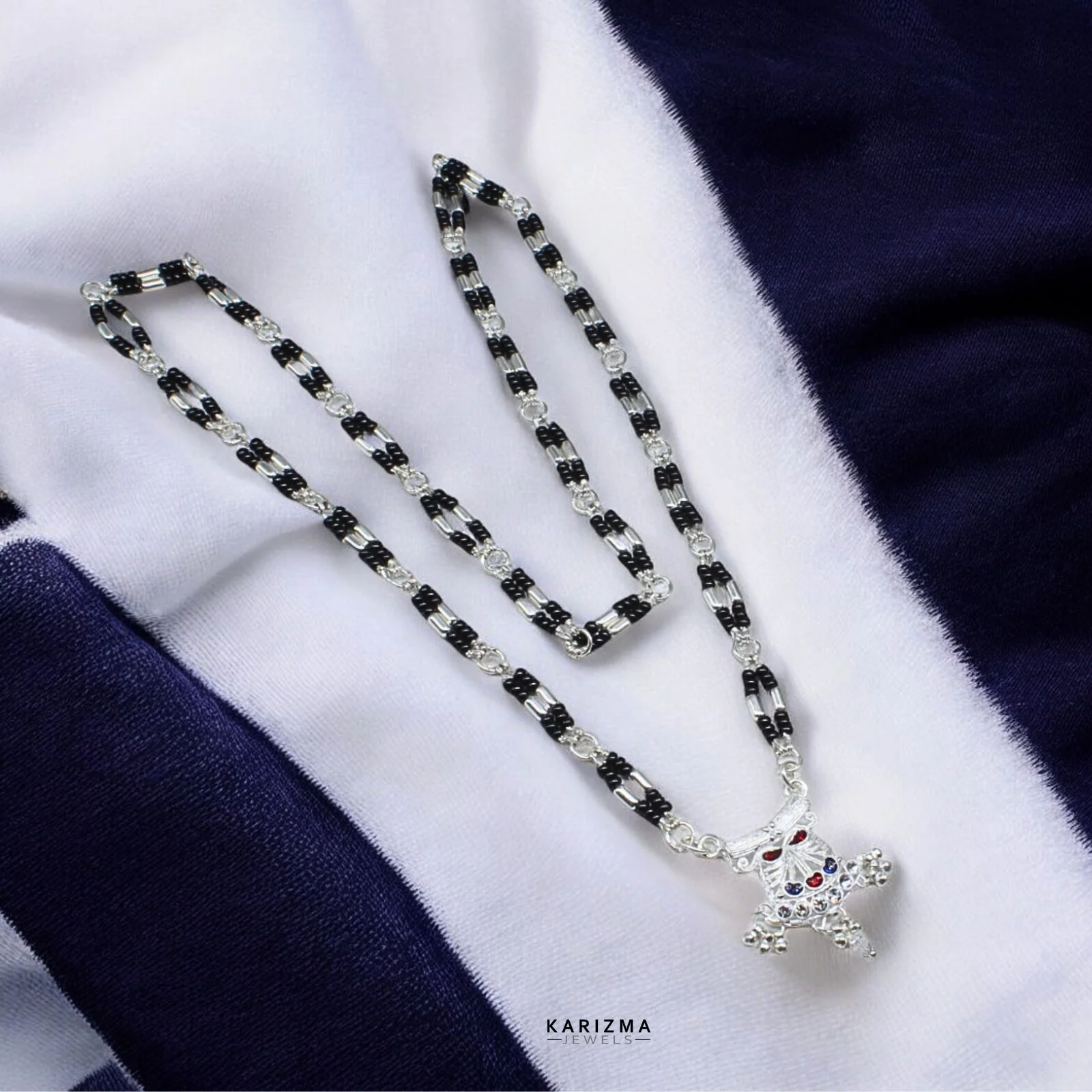 Real Sterling Silver Indian designer Black Beads Mangalsutra women chain for wife - Image 3