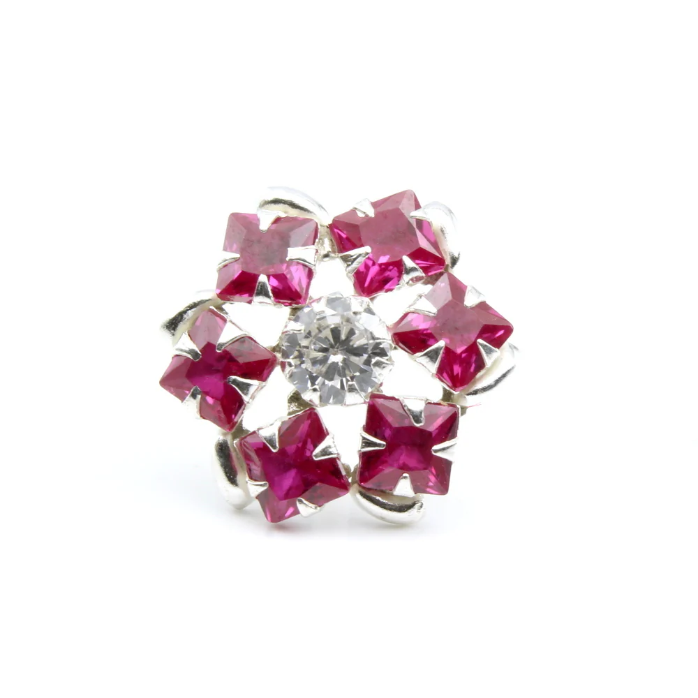 Star Flower Style Nose Piercing - Sterling Silver