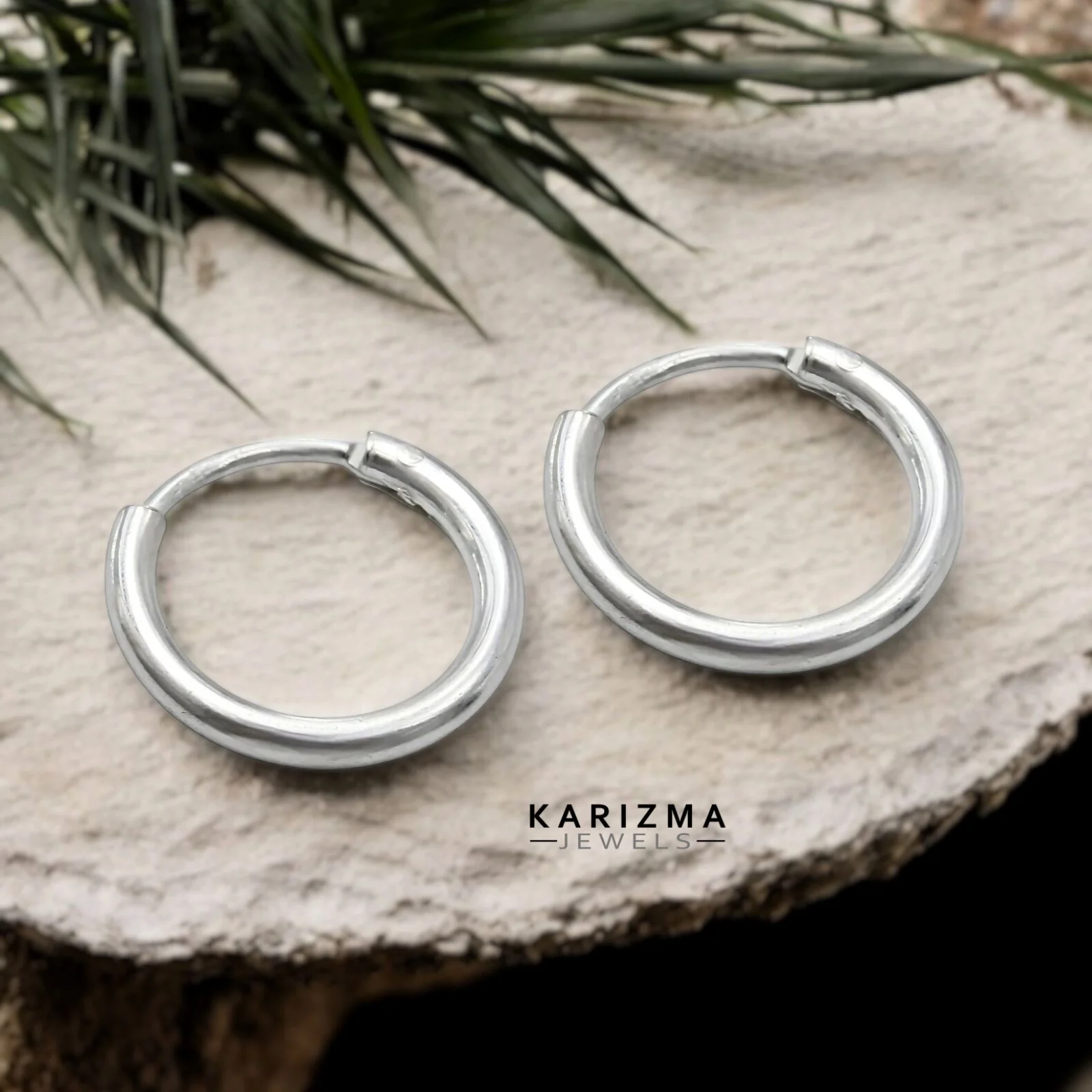 Real Sterling Silver Simple plain ring Earrings Small hinged Hoop for Girls - Pair - Image 3
