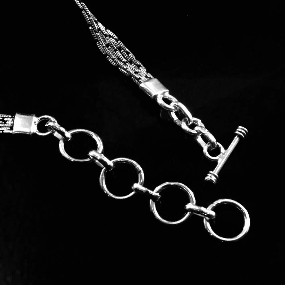 Real Sterling Silver White CZ Oxidized Bracelet Gift For Girls Women - Image 4