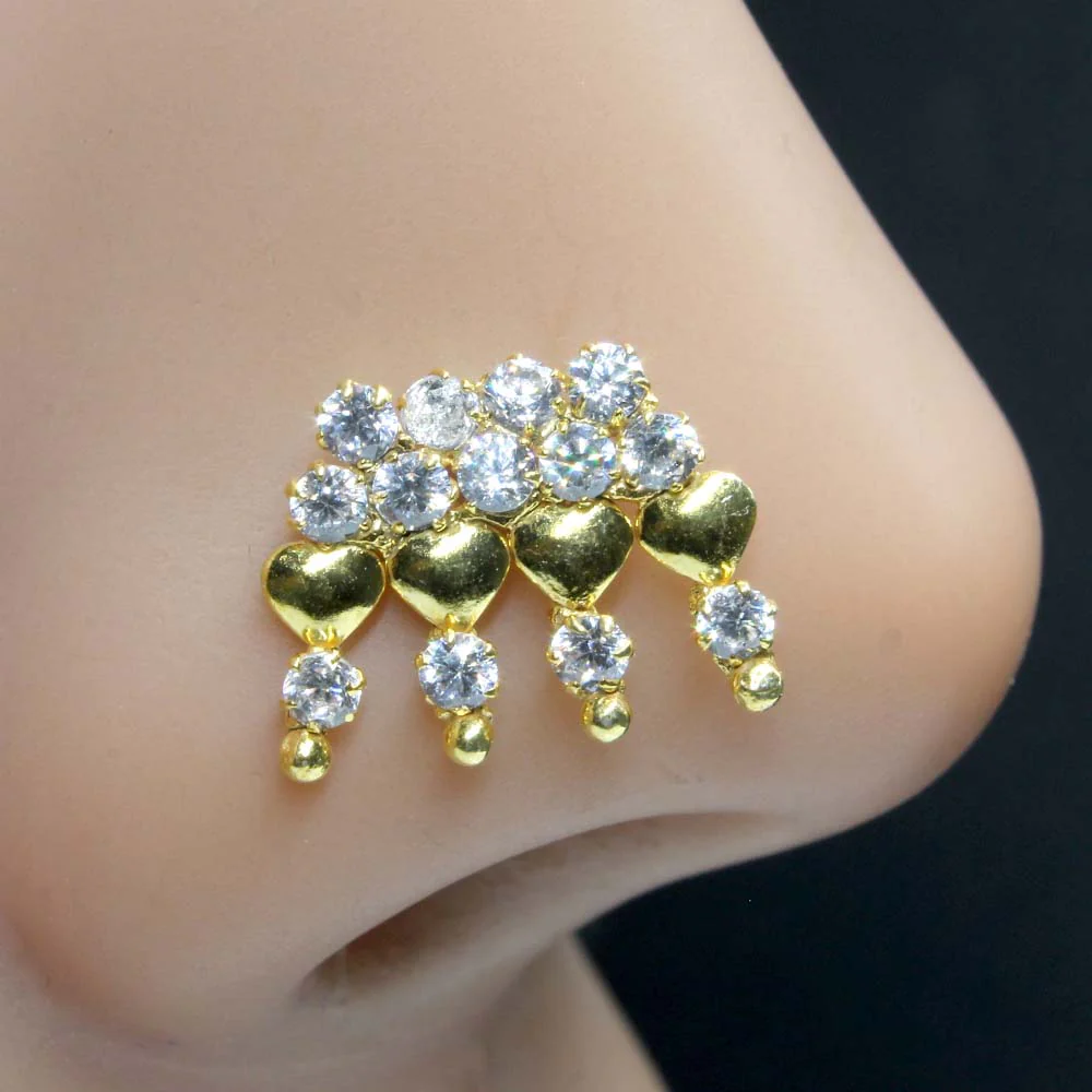 Oversized Gold Finish Silver Nose Stud - Image 2