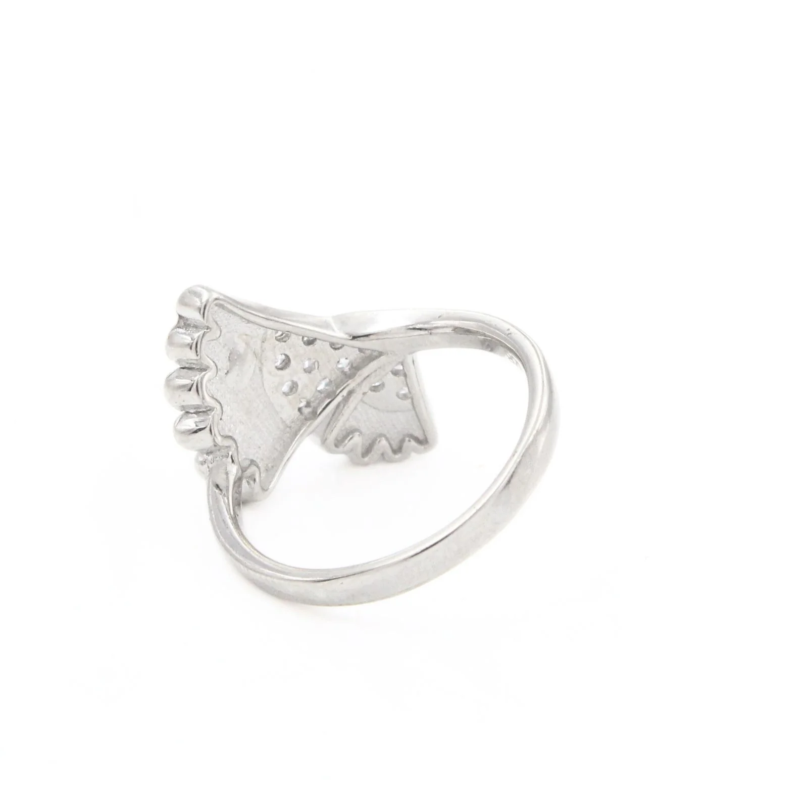 Royal 925 Real Silver White CZ Platinum Finish Fan shape Ring - Image 3