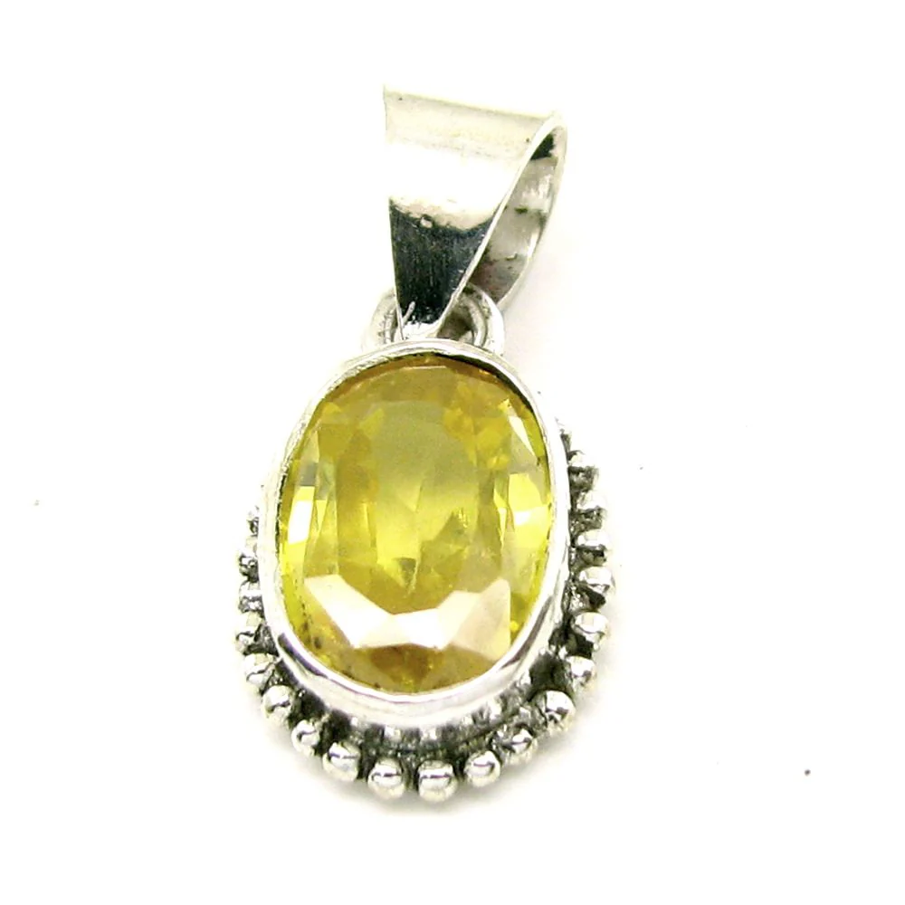 Silver Pendant with Synthetic Sapphire – Rashi Ratna Gemstone Jewelr