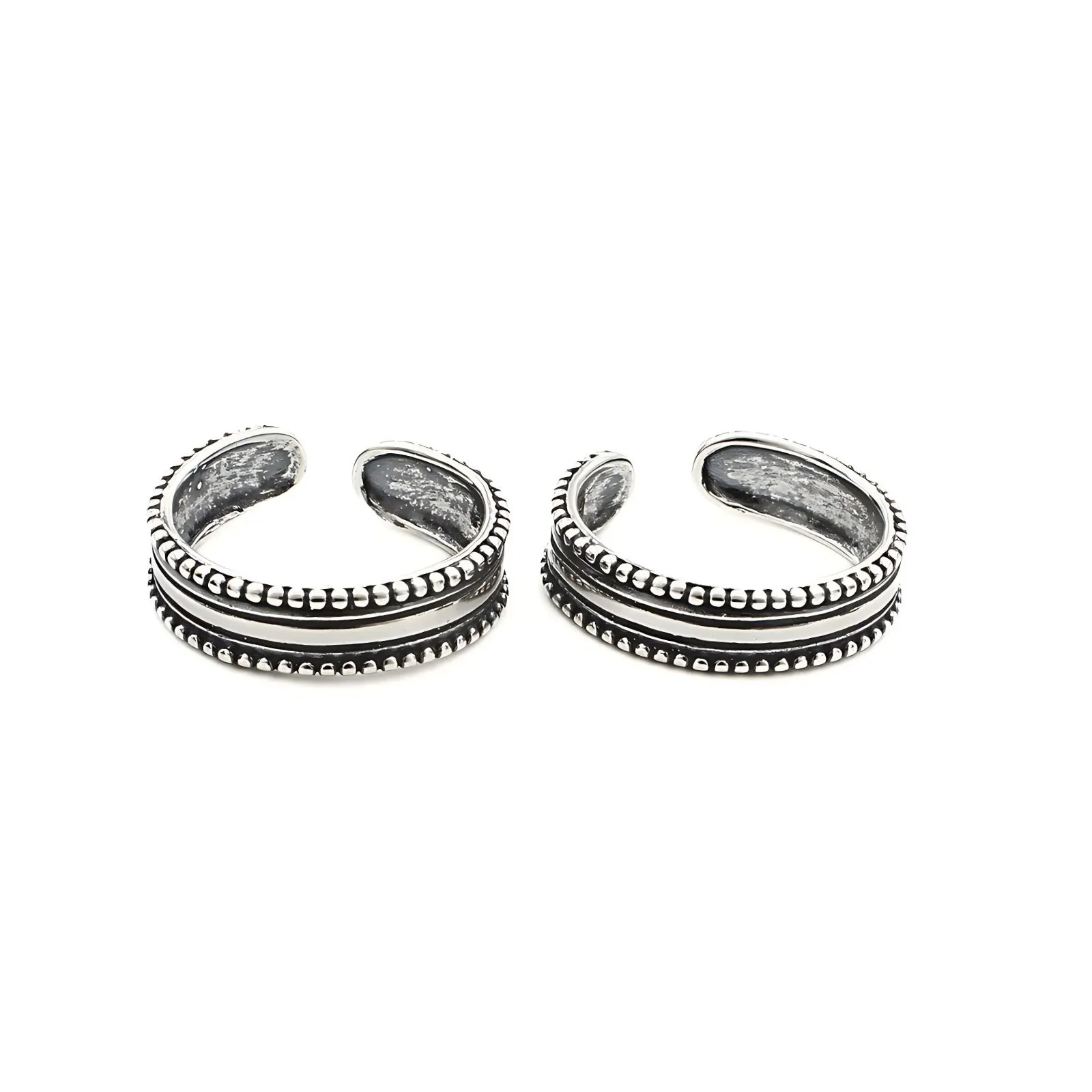 Simple Design 925 Real Sterling Silver women Oxidized band Toe Ring - Pair - Image 3
