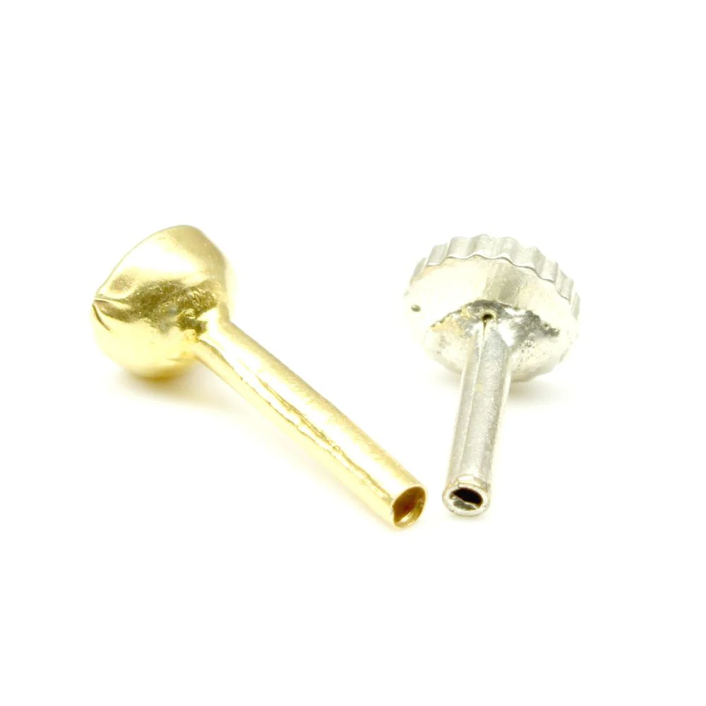 Single stone CZ Piercing Nose Stud Nose Pin Solid 14k Yellow Gold from India - Image 3