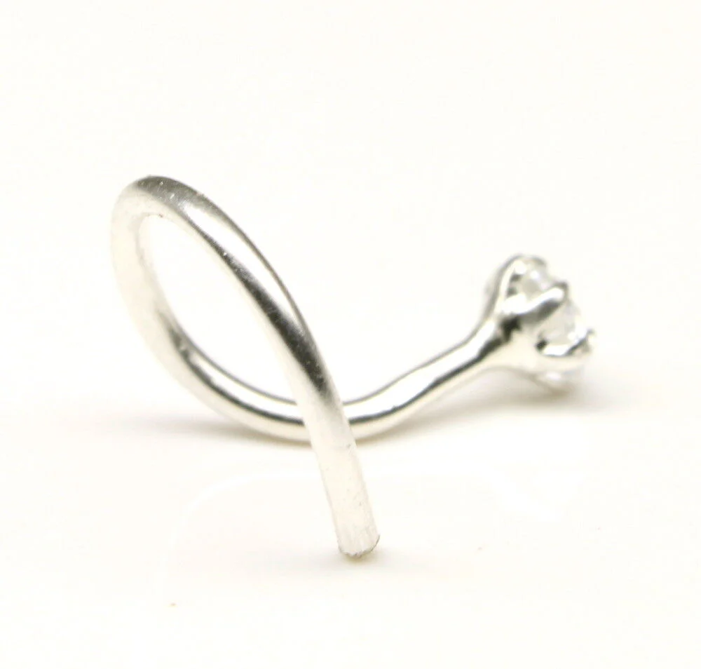 Claw Set Round CZ Silver Nose Stud - Image 3
