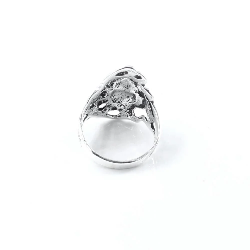 Sleeping Face Art Nouveau Real 925 Sterling Silver Oxidized Unisex Ring - Image 4