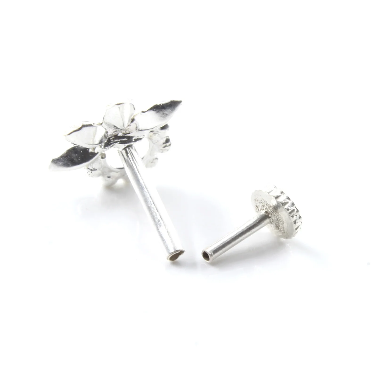 Small Silver Nose Stud with Gold Plating - Image 8