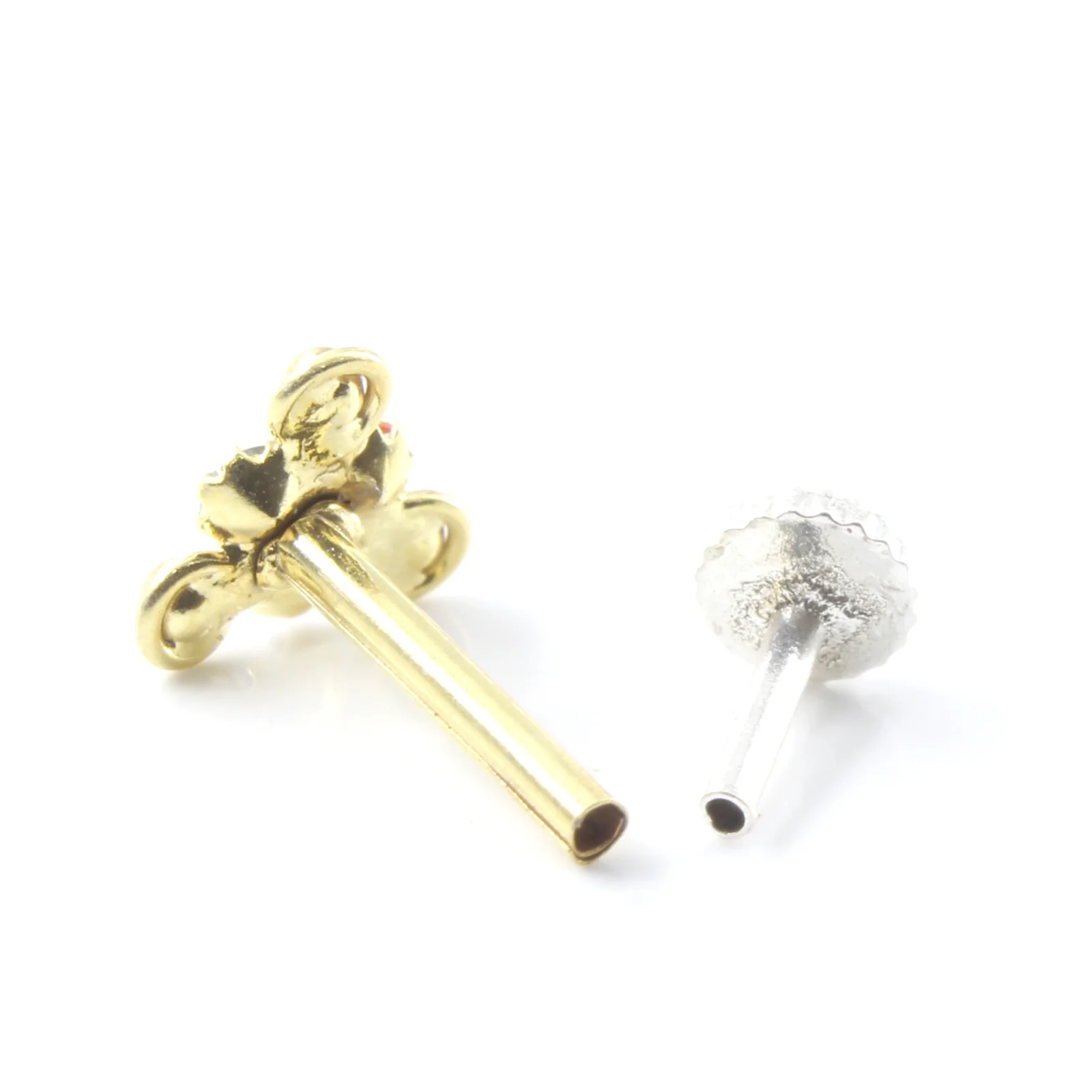 3 Stone Triangle Silver Nickel-Free Nose Pin - Image 4