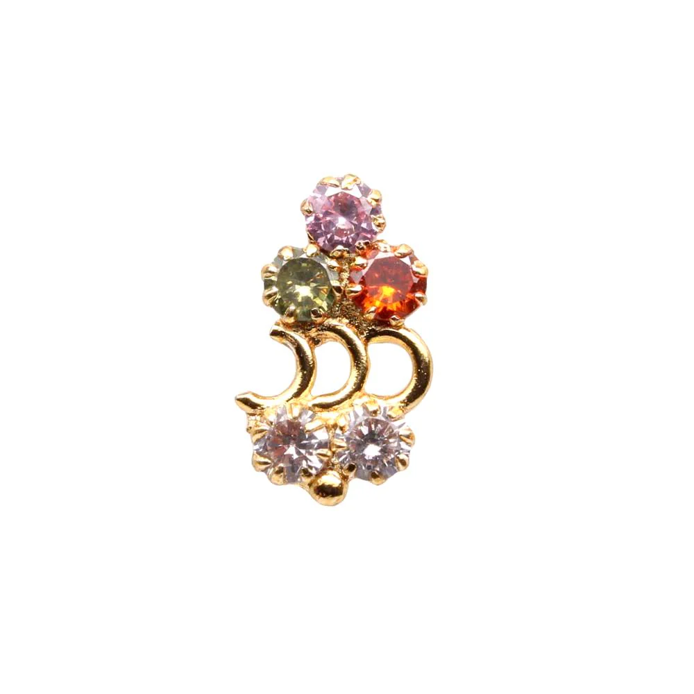 Small vertical Multi CZ Twisted Nose Pin - Image 2