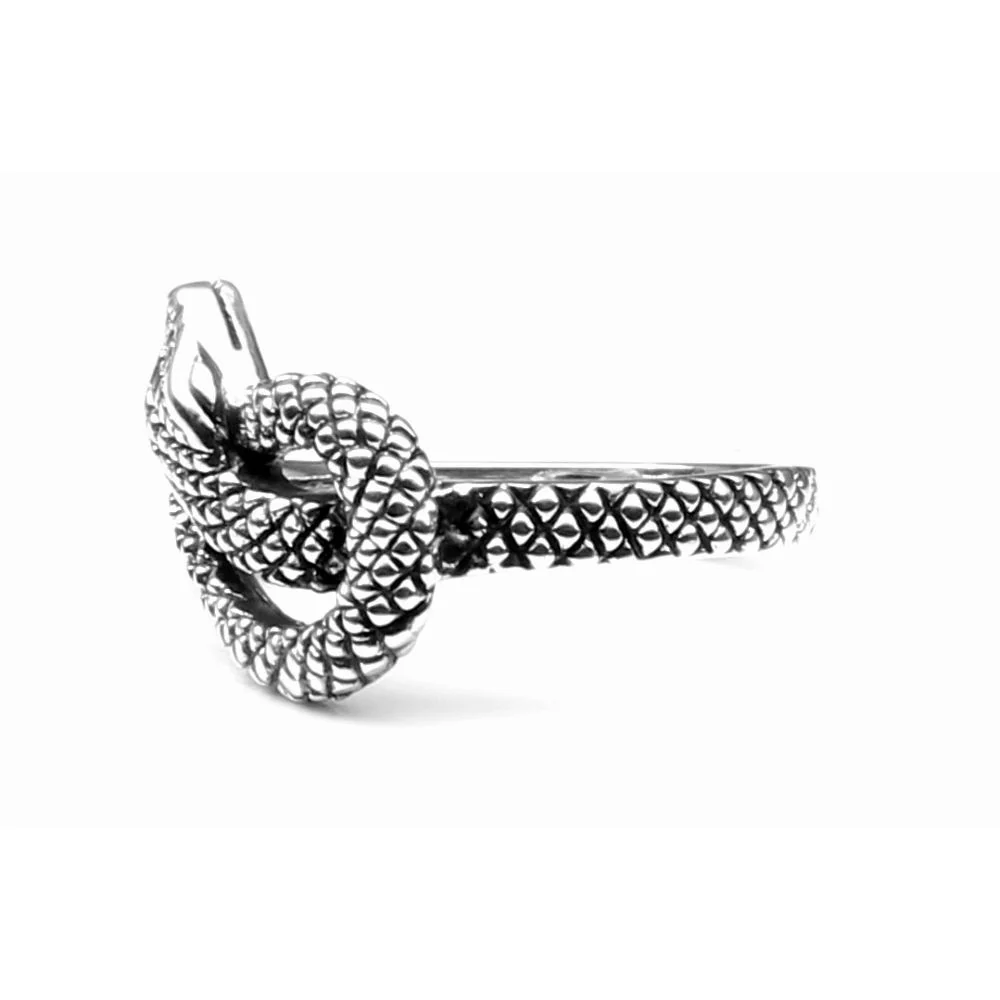Snake Style Oxidized 925 Sterling Silver Ring - Vintage Serpent Band for Men & Women - Image 3