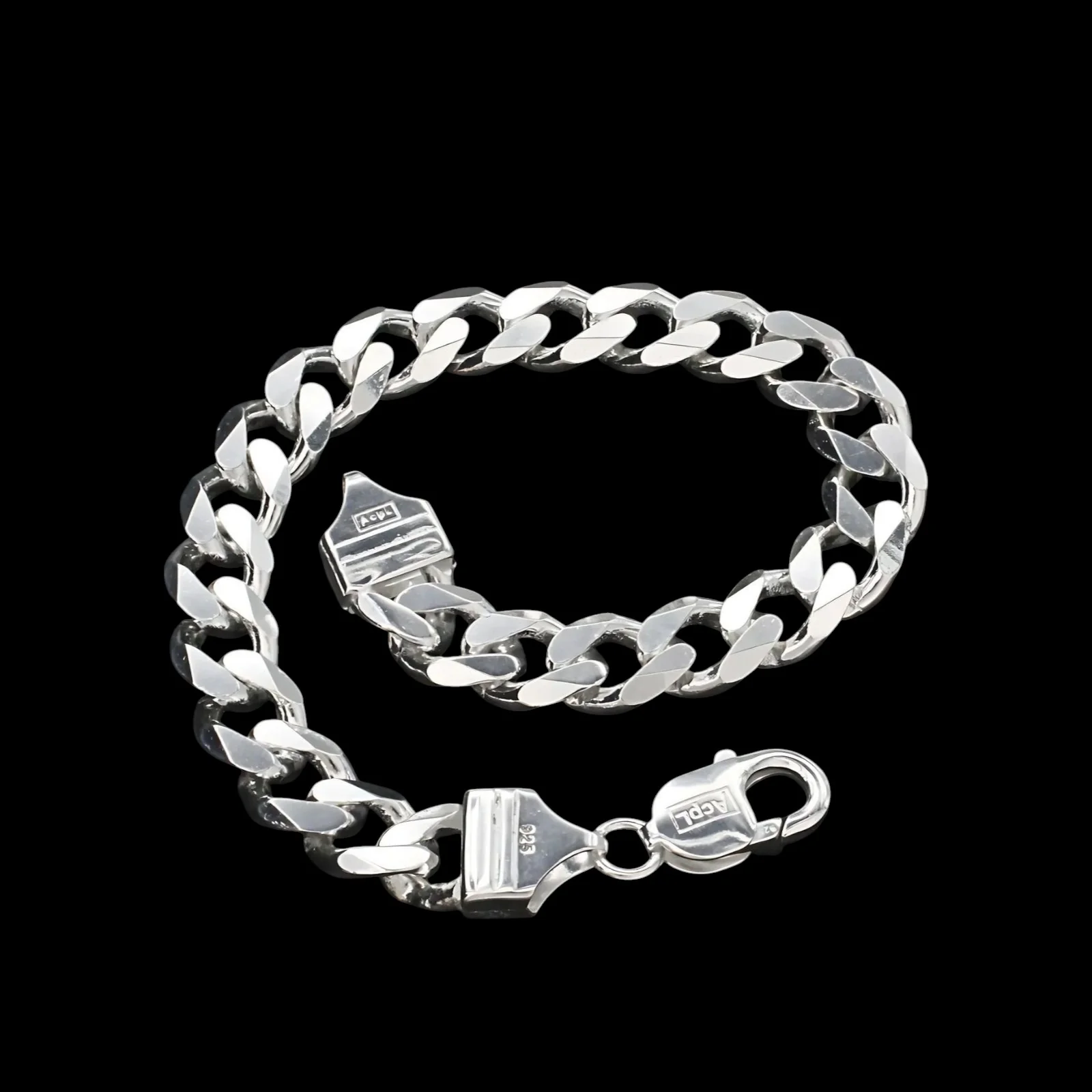 Solid Style Curb Link Design Men's Bracelet in 925 Sterling Silver - Image 4