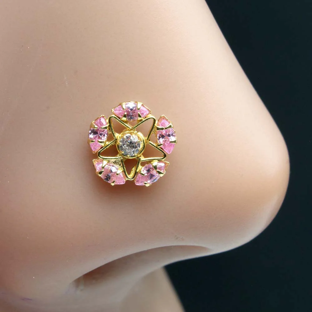 Star Flower Style Crock Back  Nose Pin