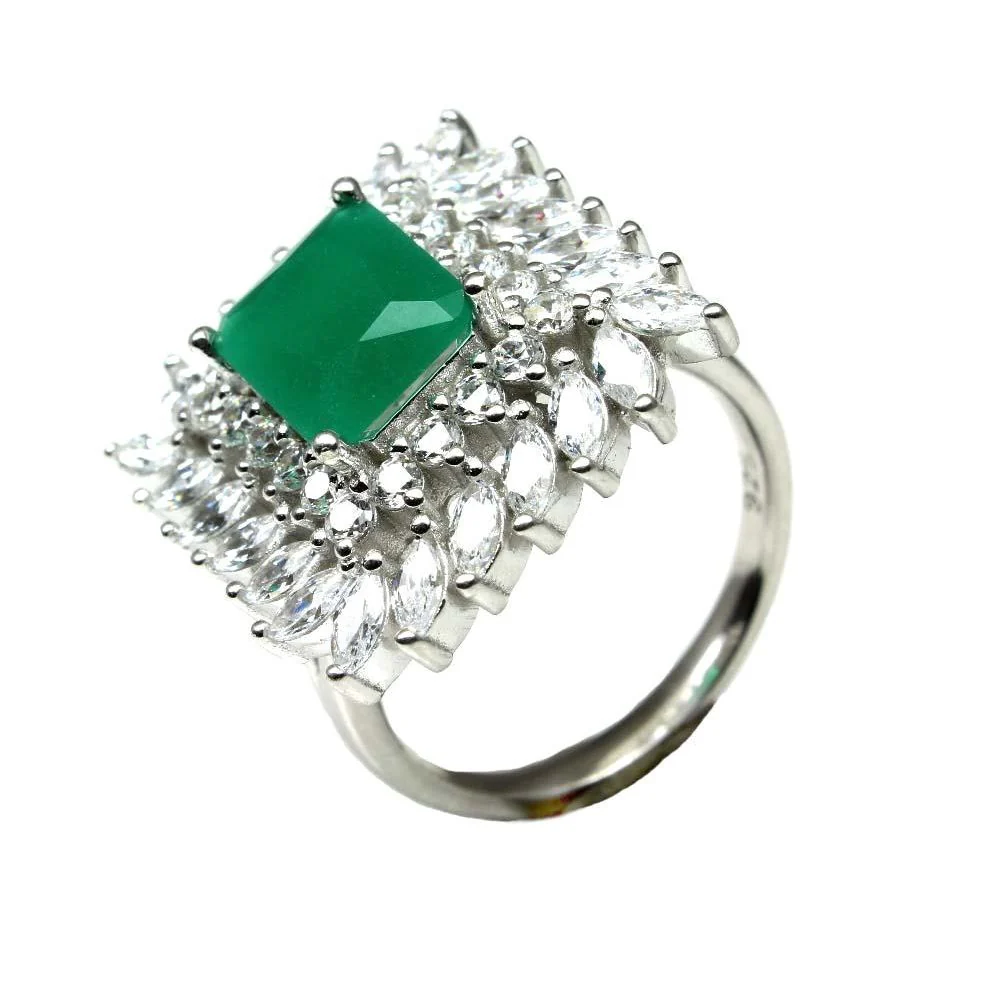 Statement 925 Sterling Silver Party Wear Cocktail CZ Ring - Image 2