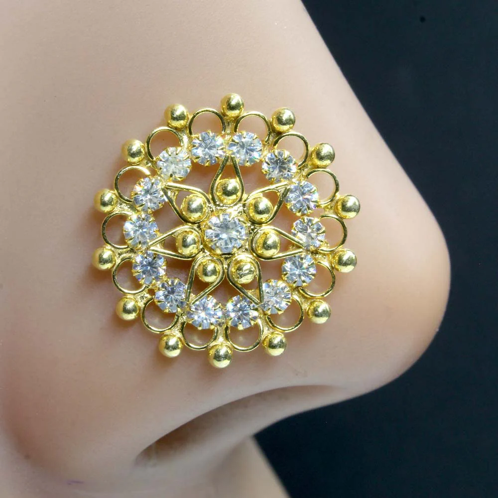 Oversized Gold Finish Silver Nose Piercing - Image 2