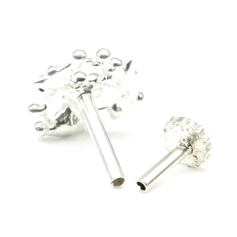 Sterling Silver beaded triad Nose Stud - Image 3
