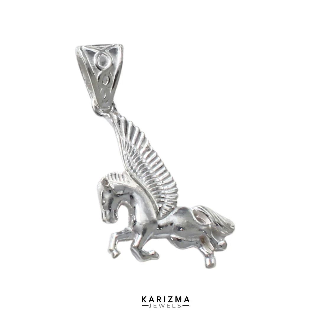 Sterling Silver horse unicorn design unisex pendant - Image 2