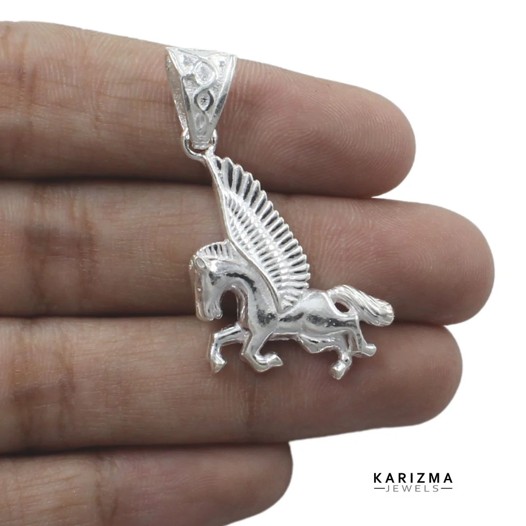 Sterling Silver horse unicorn design unisex pendant - Image 3