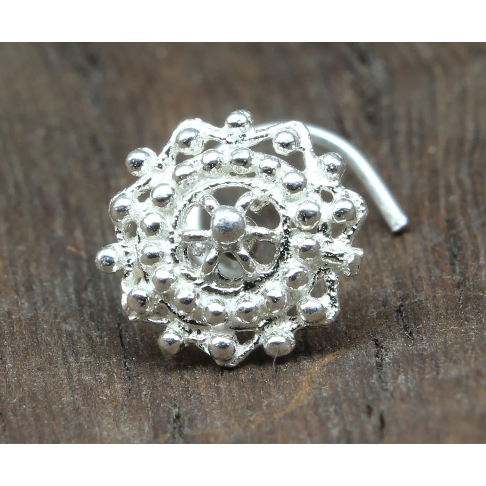Sterling Silver Sun flower design Nose piercing - Image 3
