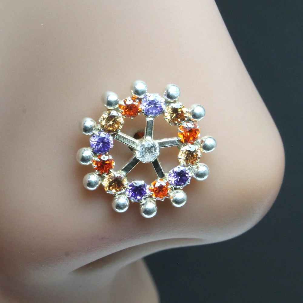 Sterling Silver Wheel design Nose pin