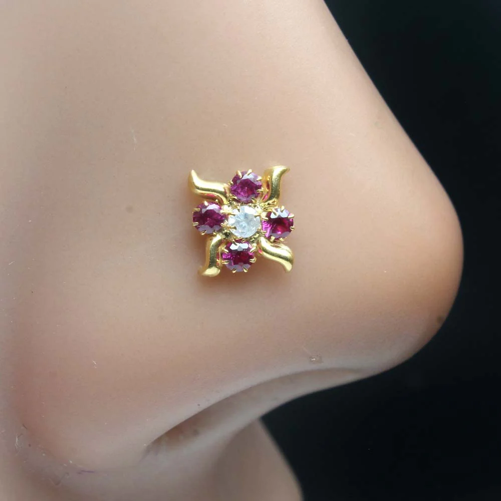 Stunning Floral Seven stone Nose pin - Image 8