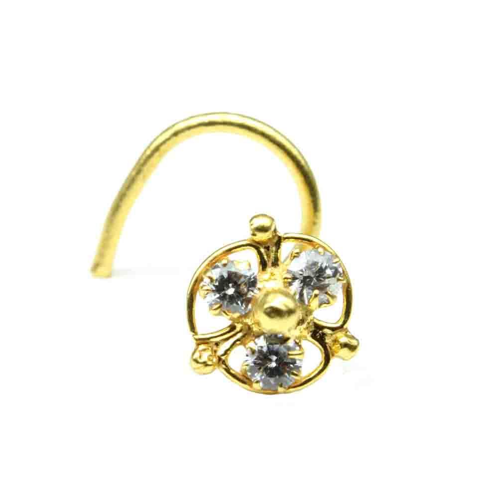 Three-stone or tri-floral nose pin