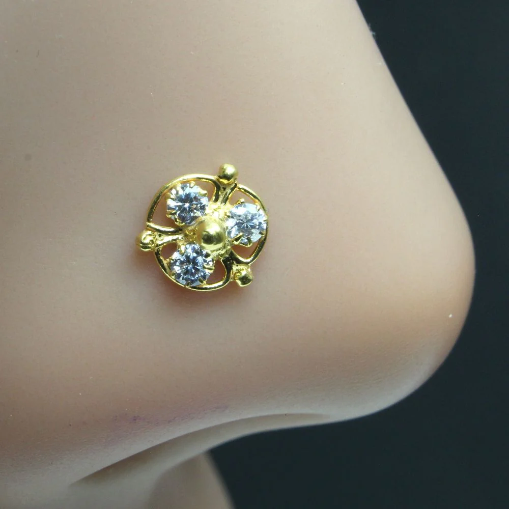 Three-stone or tri-floral nose pin - Image 2