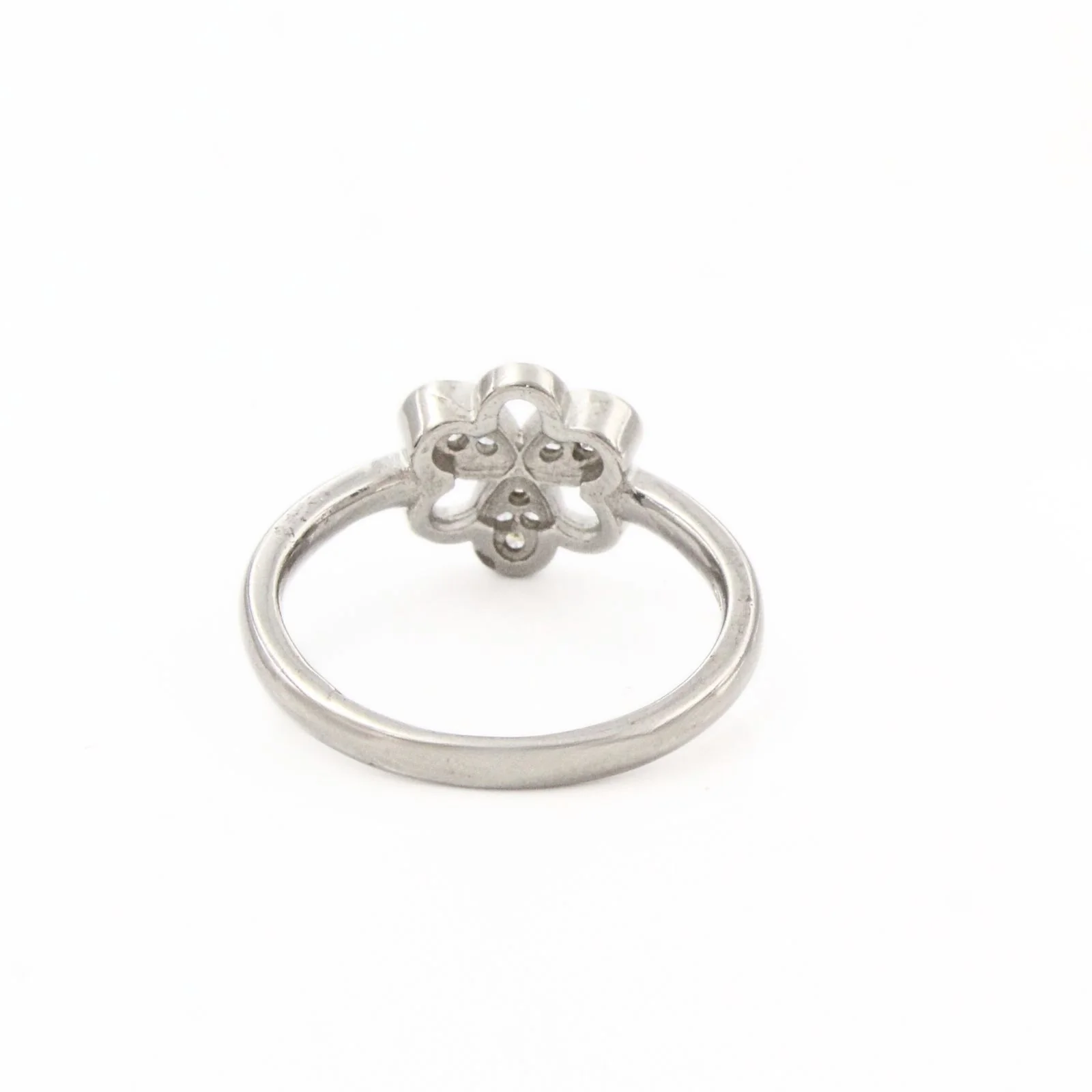Timeless Floral 925 Real Silver White CZ Clover Ring - Image 4