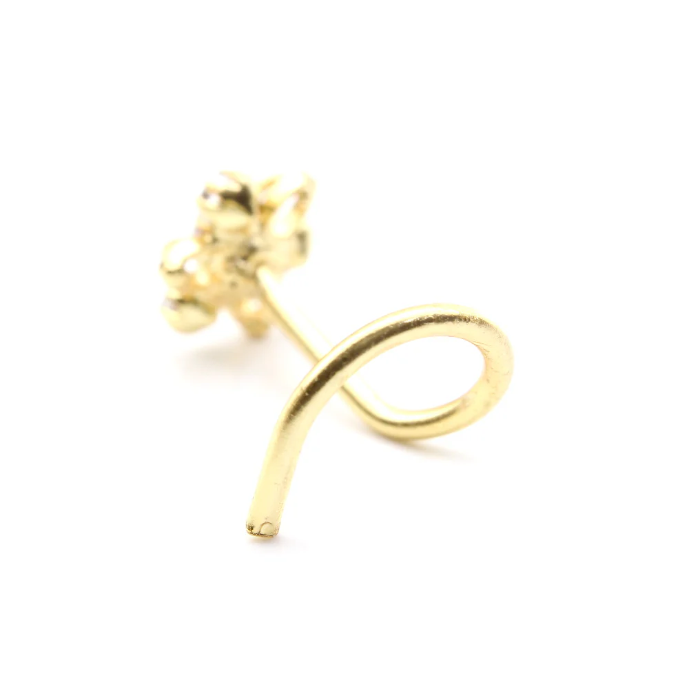 Tiny Floral Orbit Nose Pin Gold Plated - Image 3