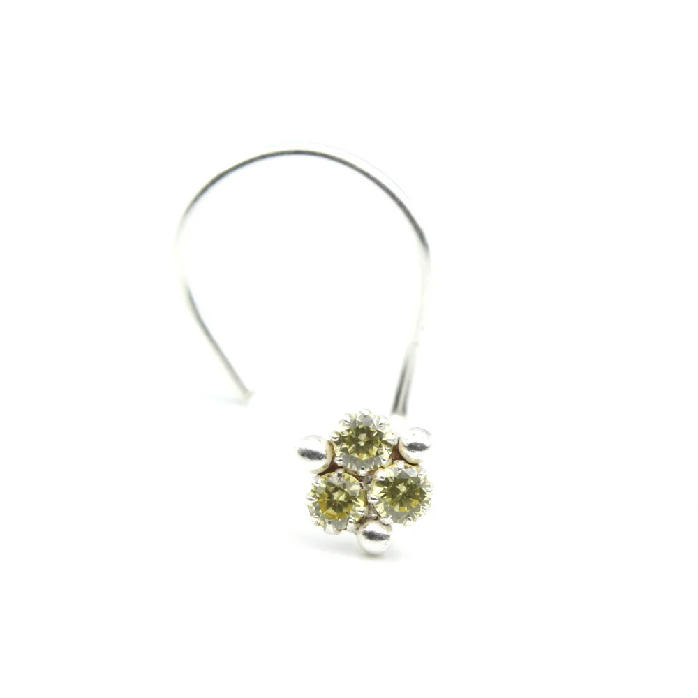 Tiny Lemon Frame Nose Piercing Stud - 925 Silver - Image 2
