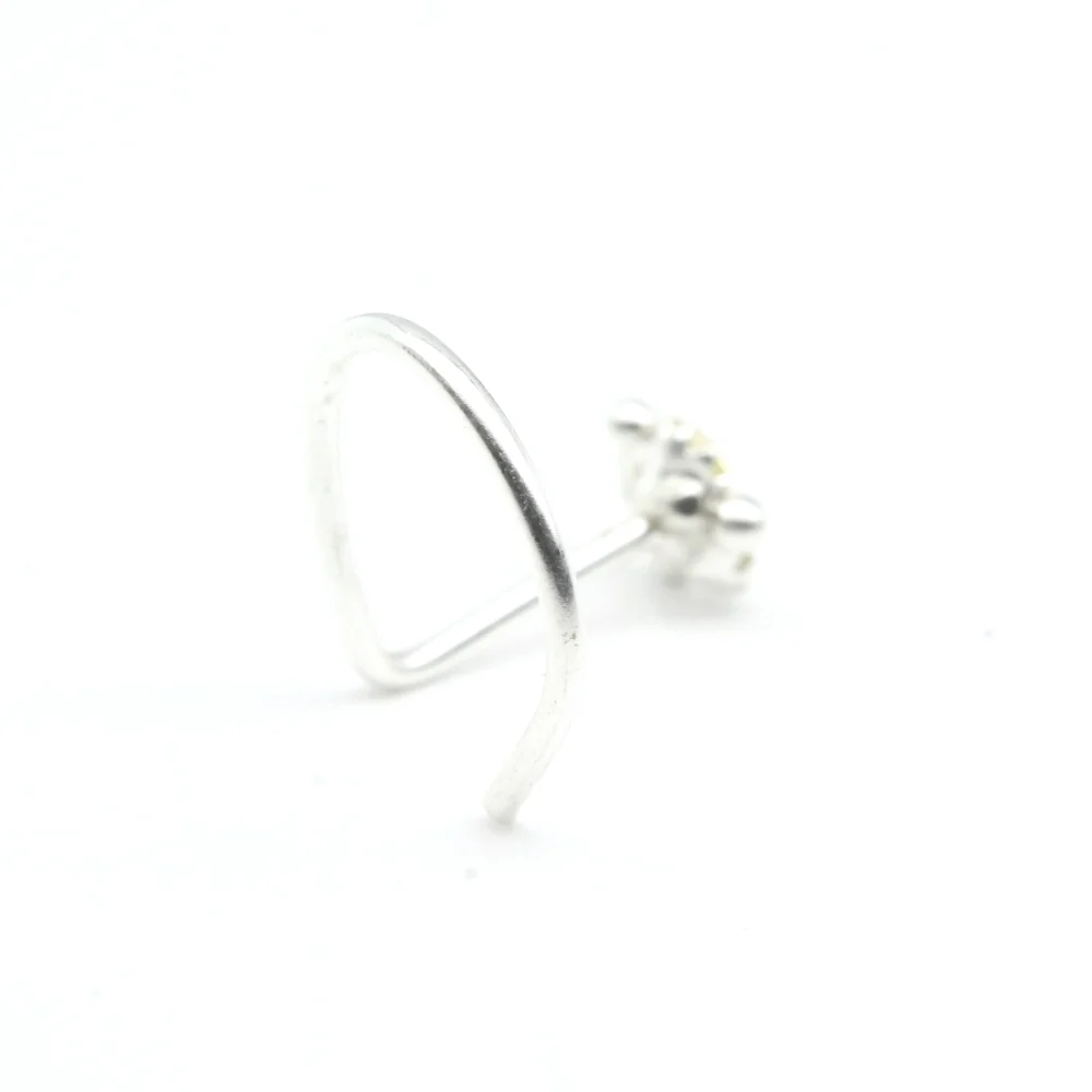 Tiny Lemon Frame Nose Piercing Stud - 925 Silver - Image 3