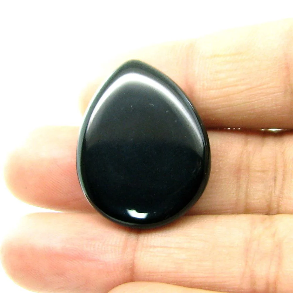 Top Quality Polished Black Onyx Pear Shape Faceted Gem - Image 3