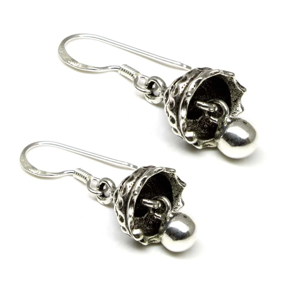 Traditional Indian jhumka dangle 925 Sterling Silver fish hook Earrings - Image 3