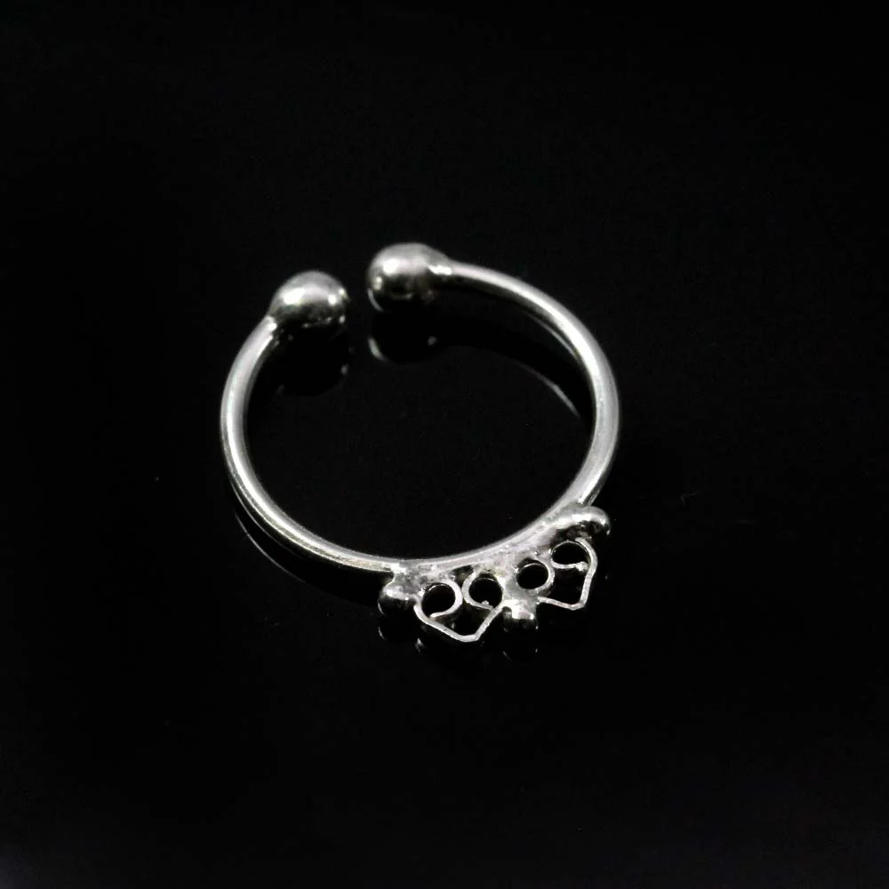 Double Heart Silver Septum Nose Ring - Image 4