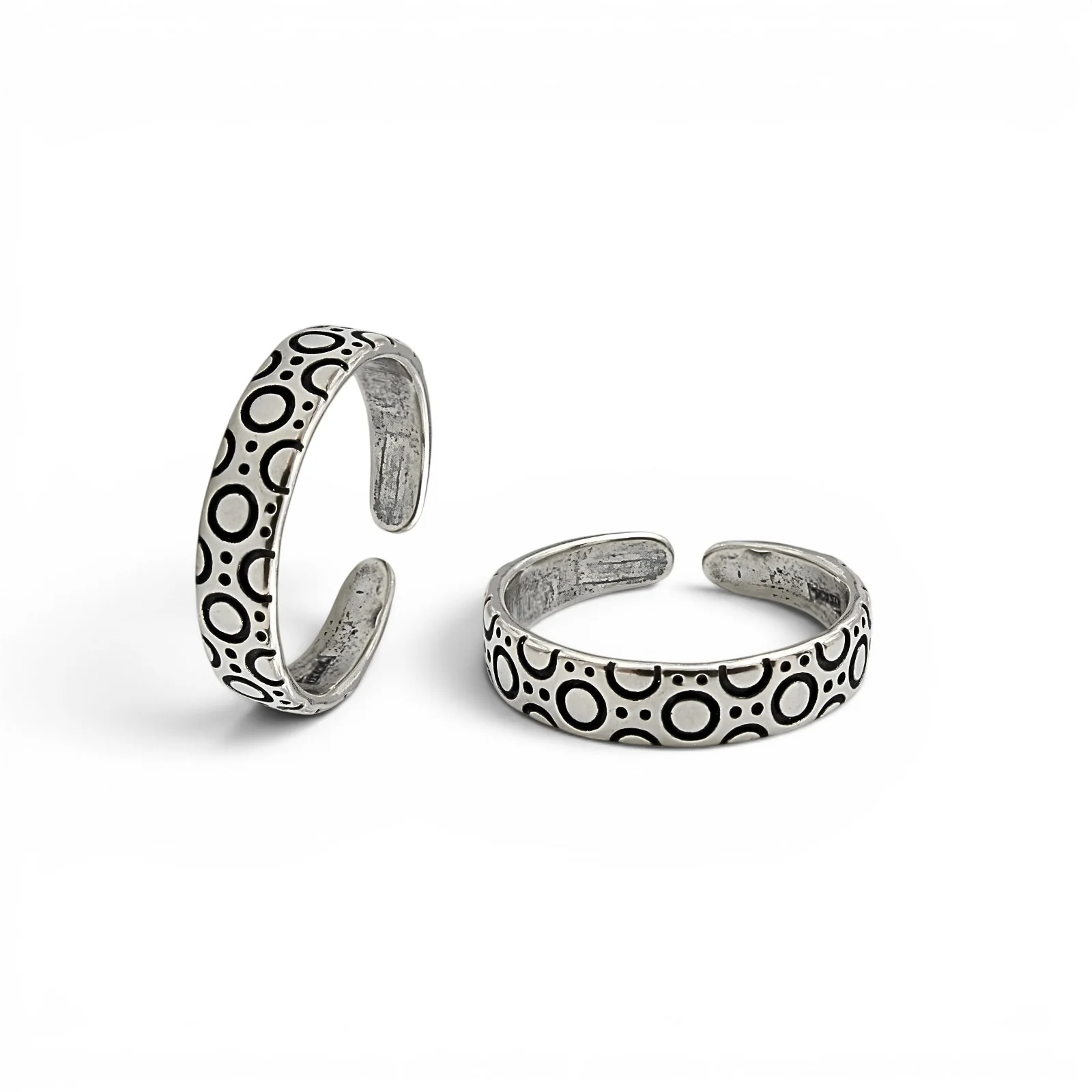 Trendy 925 Real Silver Women Oxidized Toe Ring - Pair - Image 2