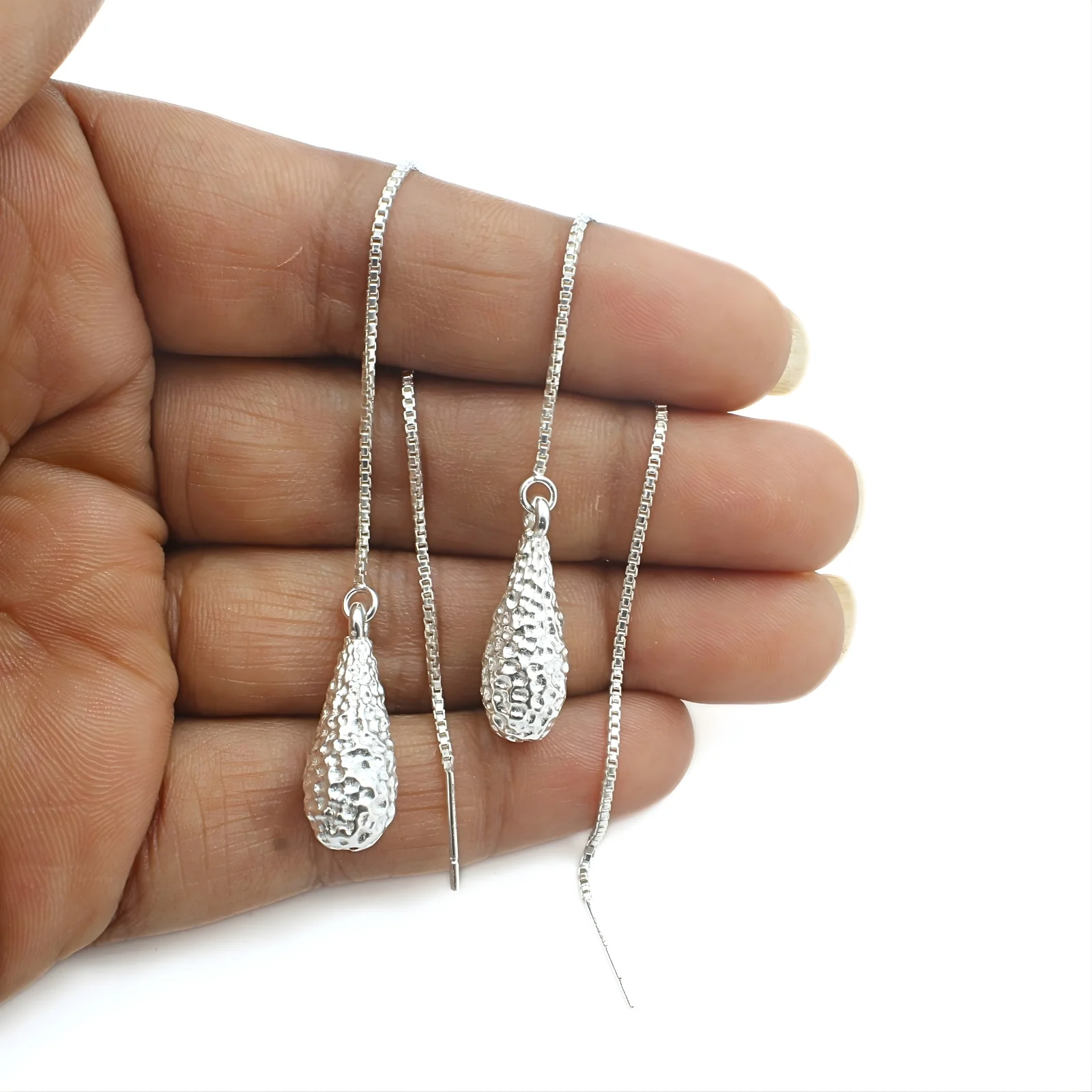 Trendy 925 Sterling Silver Teardrop Dangle Earrings - Image 2