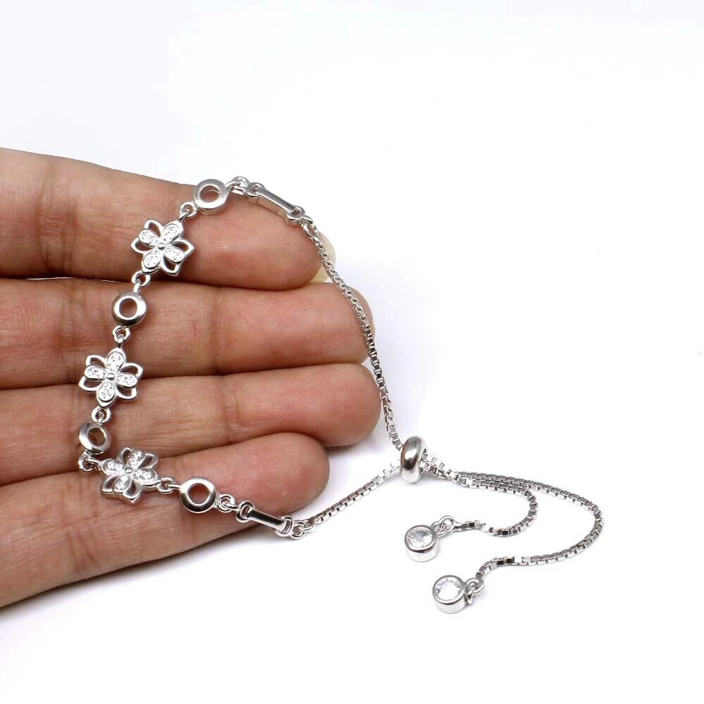 Trendy CZ 925 Sterling Silver Beautiful Bracelet for Girls in platinum finish