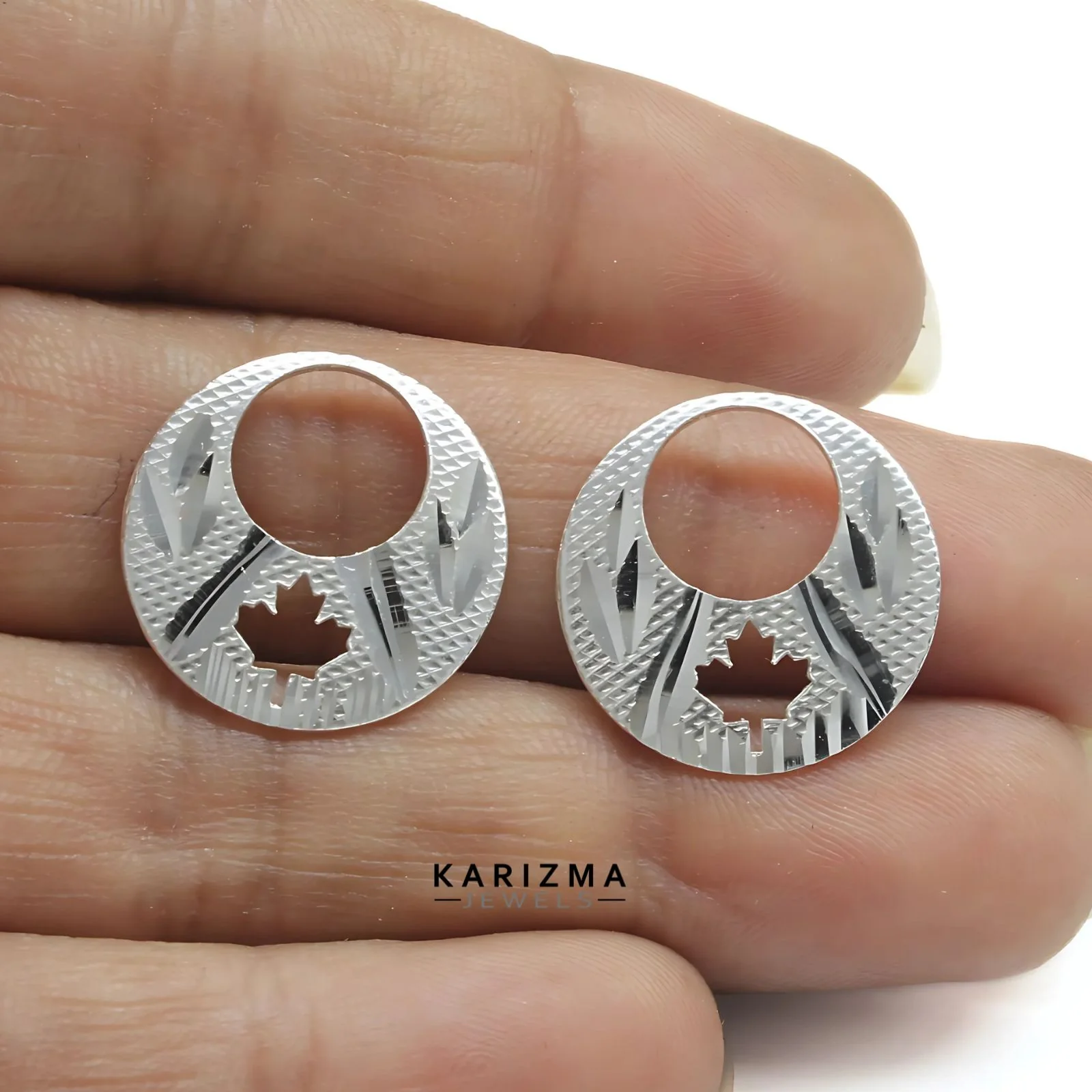 Trendy Real Sterling Silver Round Moon Shaped Nattiyan (Nanti) men women earring - Image 6