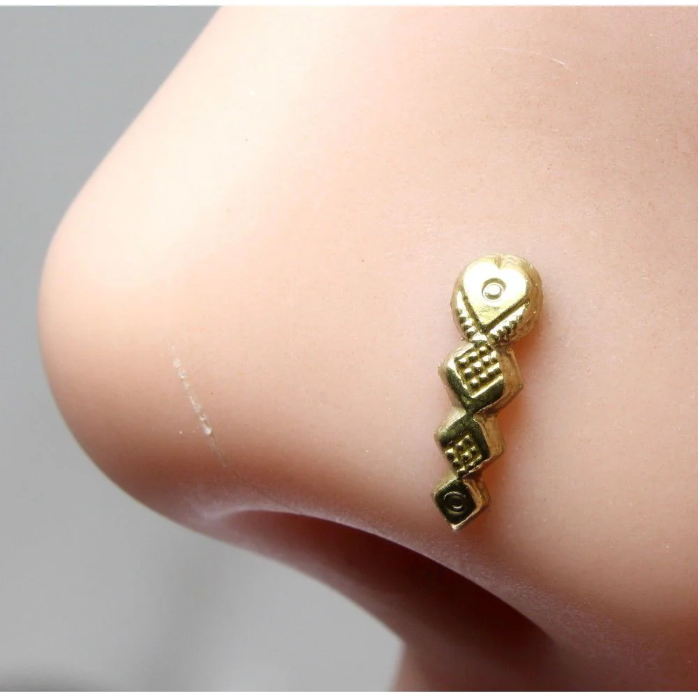 Tribal antique gold finish nose stud - Image 2