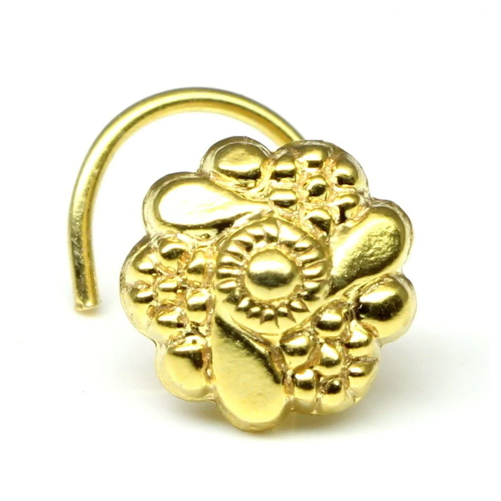 Twisted floral cluster brass nose pin