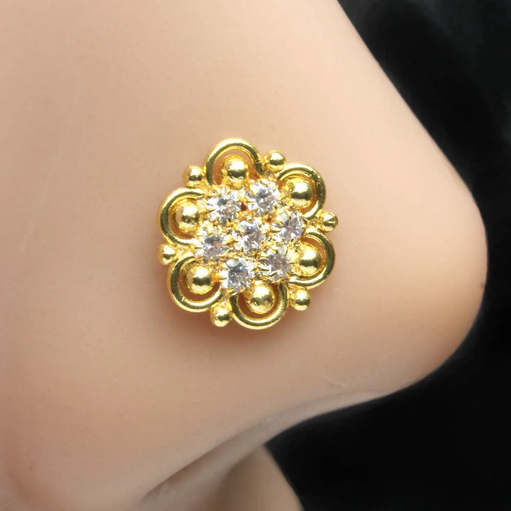 Twisted floral cluster Nose pin for piercing - Image 2
