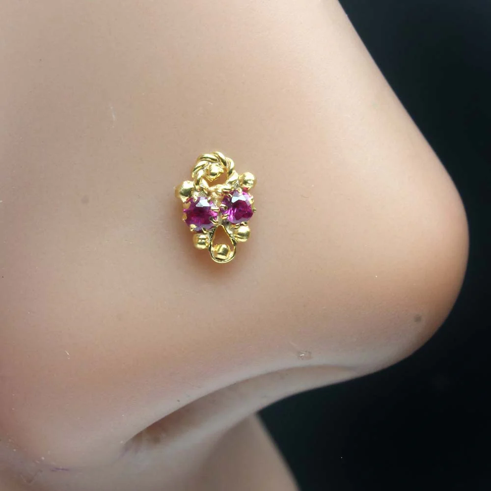Twisted metal design CZ Nose Pin - Image 8
