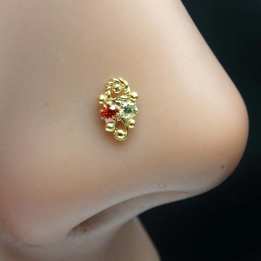 Twisted metal design CZ Nose Pin - Image 9